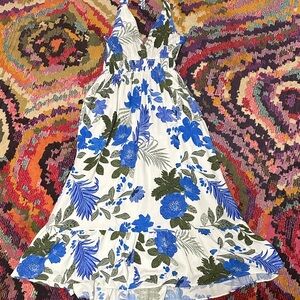 Sugarlips linen White and Blue lined halter dress size medium